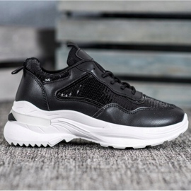 SHELOVET Tênis elegantes com lantejoulas preto 1