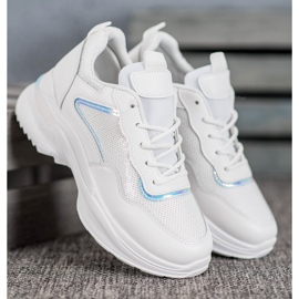 SHELOVET Tênis elegantes com lantejoulas branco 2