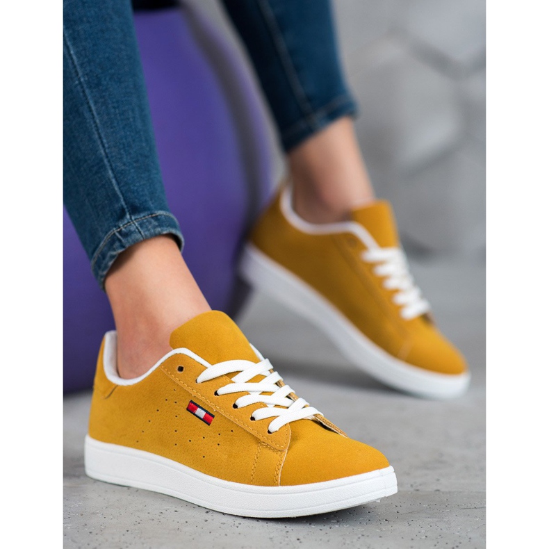 SHELOVET Calçados Confortáveis ​​de Couro Ecológico amarelo 1