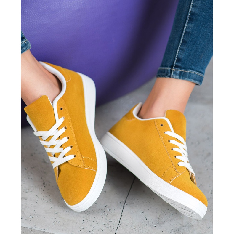 SHELOVET Calçados Confortáveis ​​de Couro Ecológico amarelo 2