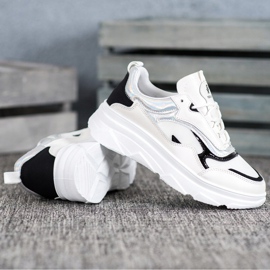 SHELOVET Tênis brancos elegantes preto 1