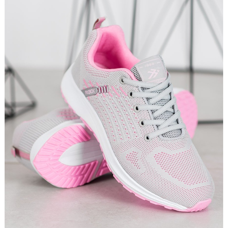 Ax Boxing Calçados esportivos confortáveis ​​a céu aberto rosa cinza 1