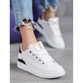 SHELOVET Calçados esportivos feitos de couro ecológico branco preto 2