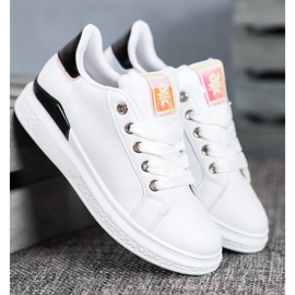 SHELOVET Calçados esportivos feitos de couro ecológico branco preto 1