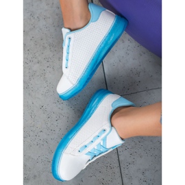 SHELOVET Sapatos Com Sola Neon branco azul 1
