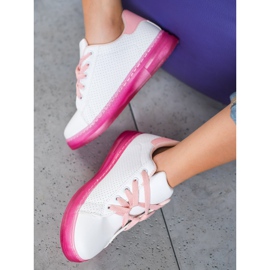 SHELOVET Sapatos Com Sola Neon branco rosa 1