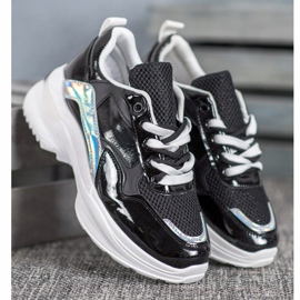 SHELOVET Tênis elegantes de couro ecológico preto 1