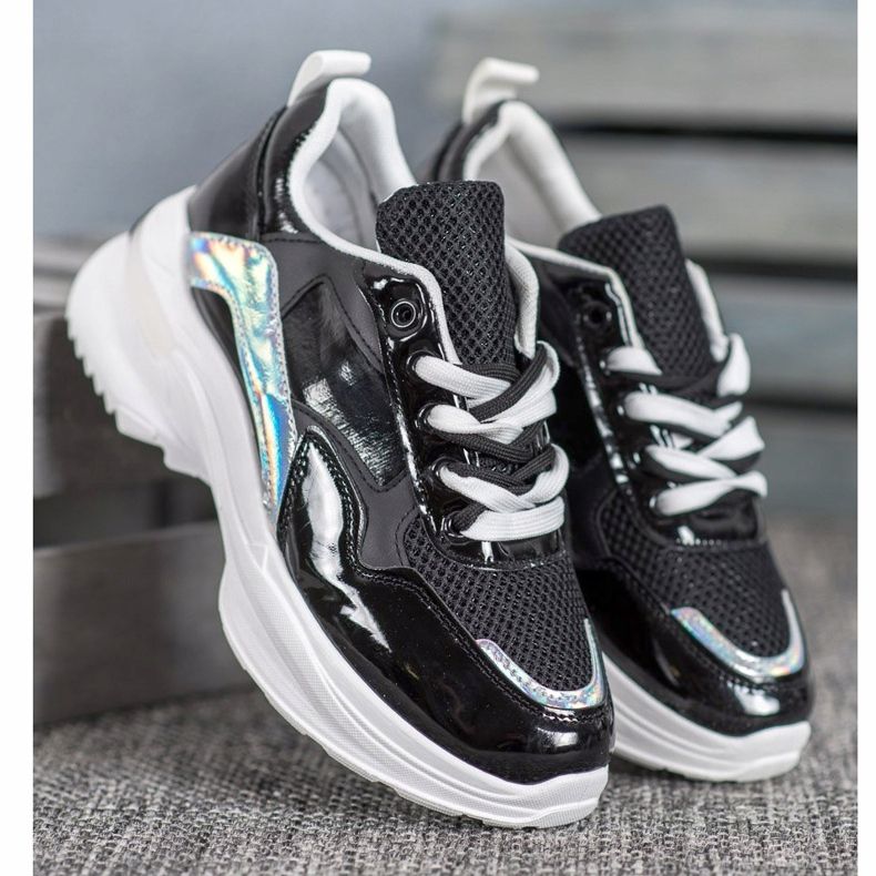 SHELOVET Tênis elegantes de couro ecológico preto 1