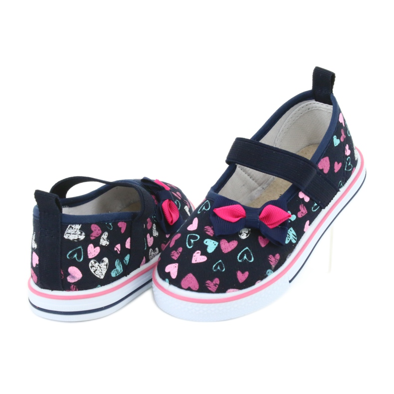 Atletico Inserção de couro do arco das bailarinas para o Atlético branco azul marinho azul rosa 4