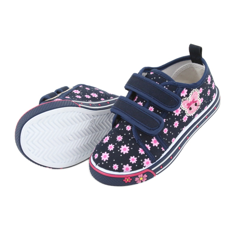 Atletico Tênis atlético margarida velcro azul marinho rosa 4