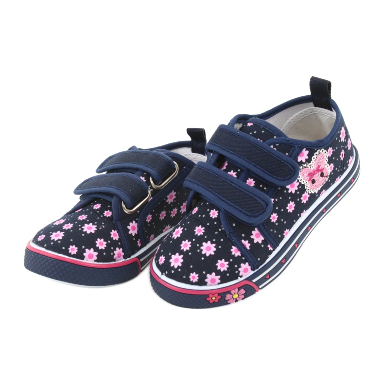 Atletico Tênis atlético margarida velcro azul marinho rosa 3