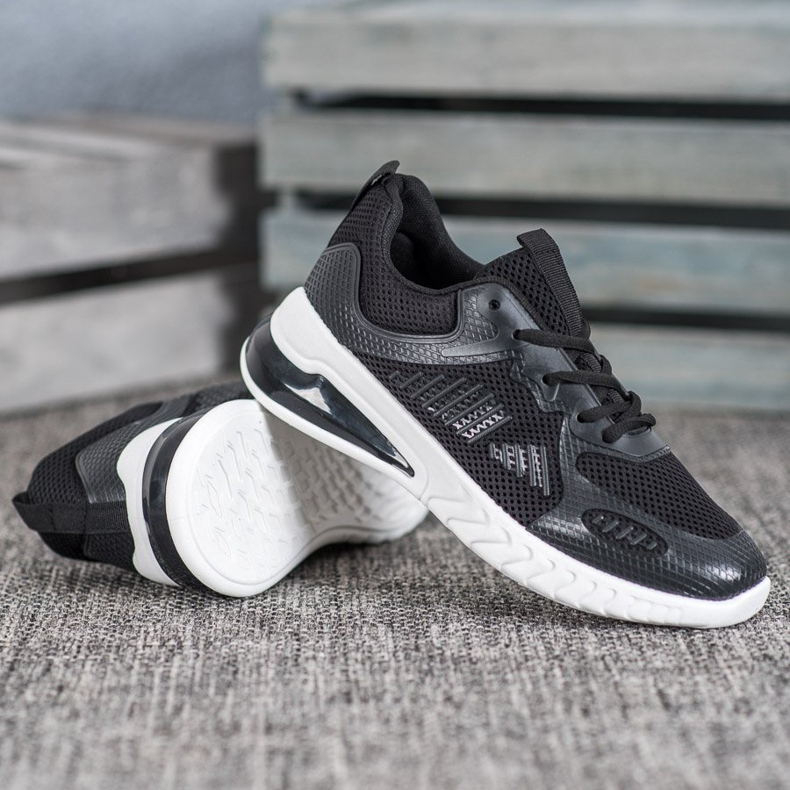 Ideal Shoes Sapatos amarrados com malha preto amarelo 2