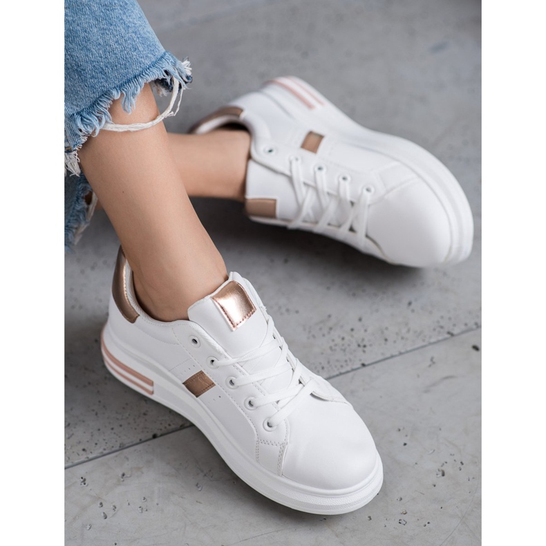 SHELOVET Sapatos esportivos com inserções douradas branco 1