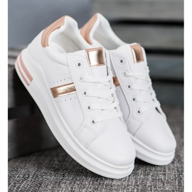 SHELOVET Sapatos esportivos com inserções douradas branco 2