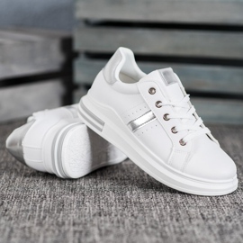 SHELOVET Sapatos esportivos com inserções prateadas branco 1