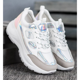 SHELOVET Tênis Confortáveis ​​Com Malha branco multicolorido 1