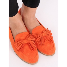Mocassins femininos laranja com franjas T357P Orange 2