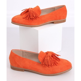 Mocassins femininos laranja com franjas T357P Orange 1