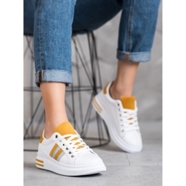 SHELOVET Calçados esportivos na plataforma branco amarelo 1