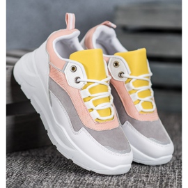 SHELOVET Tênis na plataforma branco multicolorido 2
