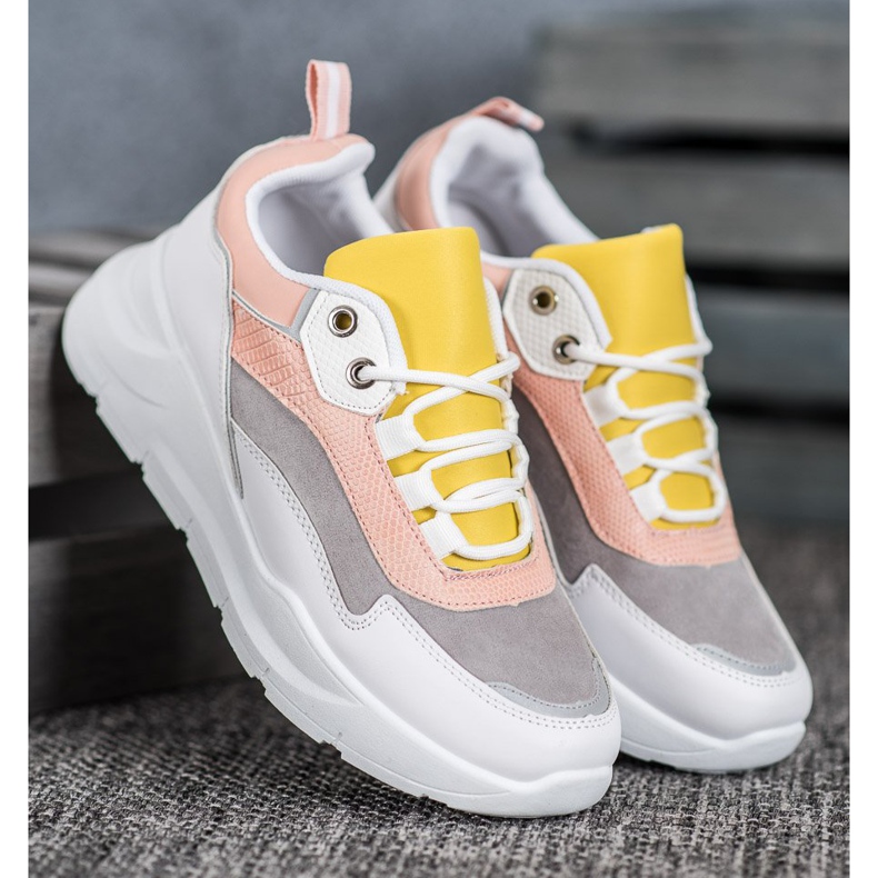 SHELOVET Tênis na plataforma branco multicolorido 2
