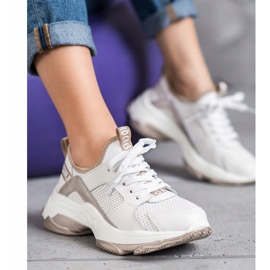 Goodin Tênis de couro a céu aberto branco amarelo 1