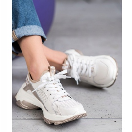 Goodin Tênis de couro a céu aberto branco amarelo 2