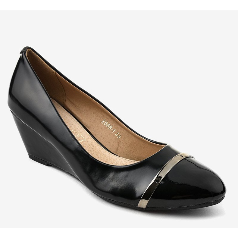 Bombas pretas na cunha X668-1 preto 1