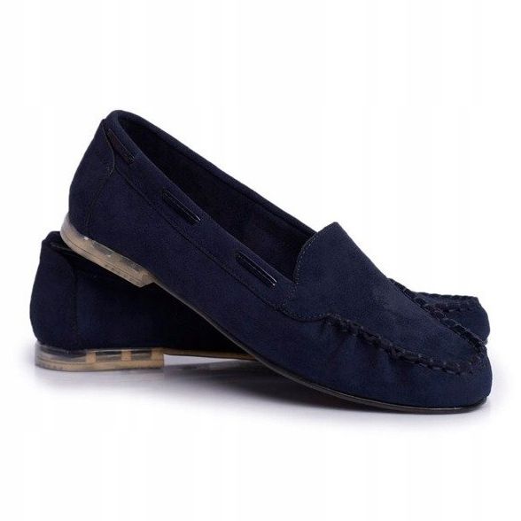 Sergio Leone Mocassins femininos de camurça azul marinho MK722 1