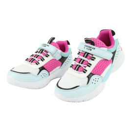 Calçados esportivos elegantes American Club ES07 branco azul rosa 3