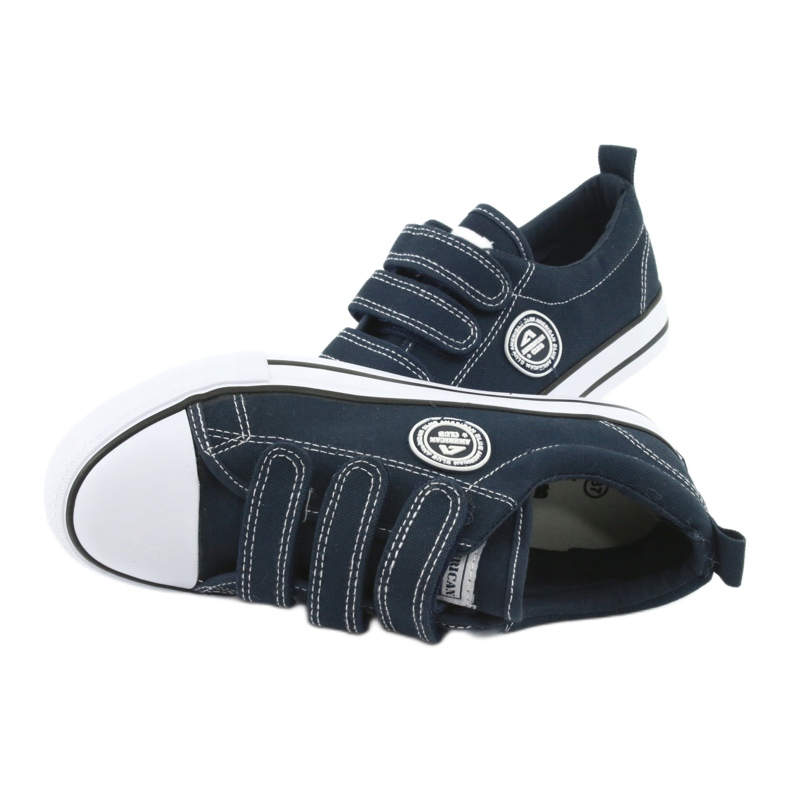 American Club Tênis infantil americano com velcro LH33 / 20 branco azul marinho 4