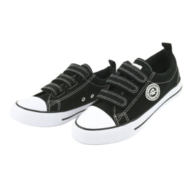 American Club Tênis infantil americano com velcro LH33 / 20 branco preto 2