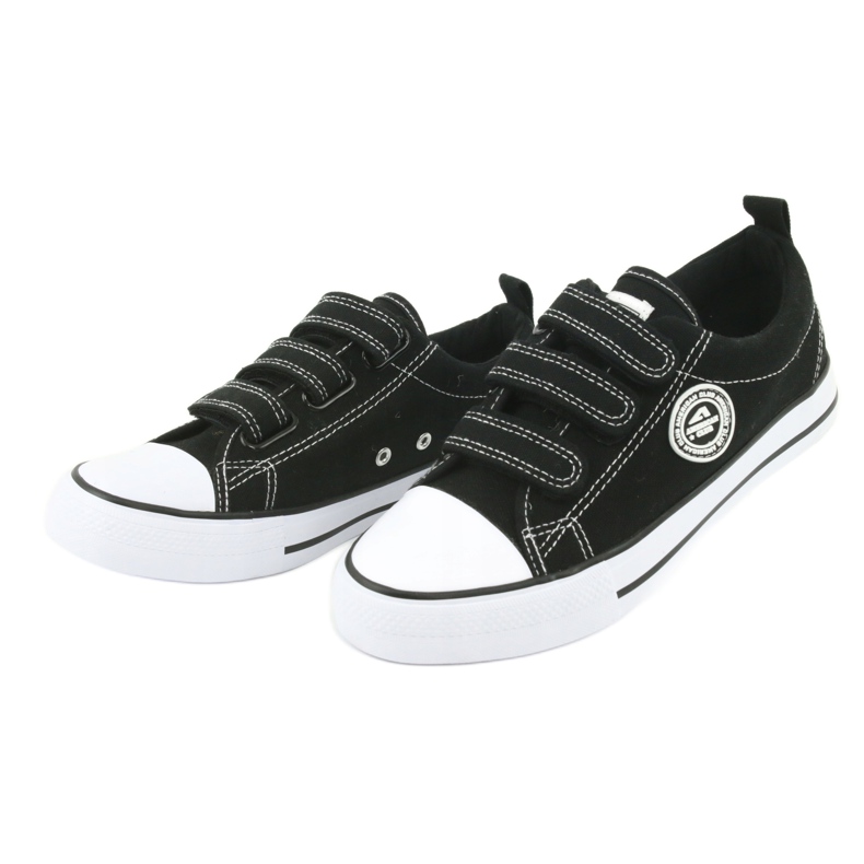 American Club Tênis infantil americano com velcro LH33 / 20 branco preto 2