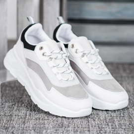 SHELOVET Tênis na plataforma branco preto 1