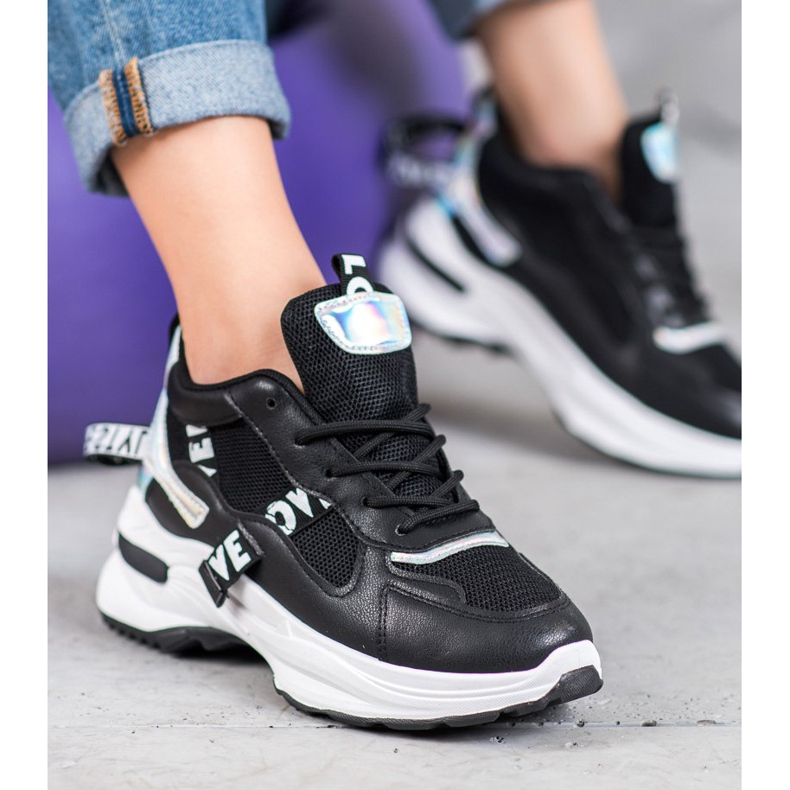 Weide Tênis elegantes com inscrições preto 2 Weide Tênis elegantes com inscrições preto 2