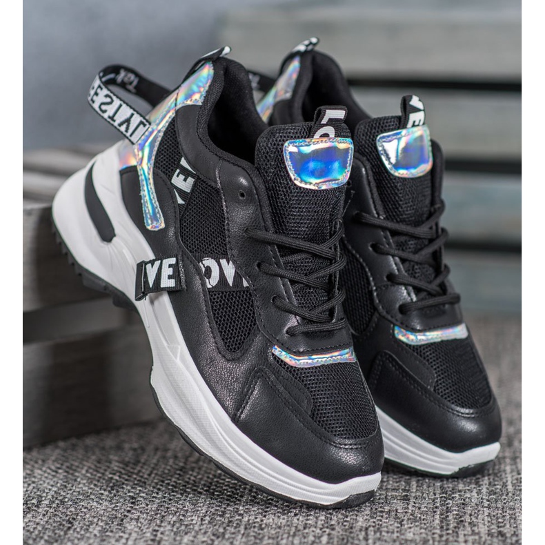 Weide Tênis elegantes com inscrições preto 1 Weide Tênis elegantes com inscrições preto 1