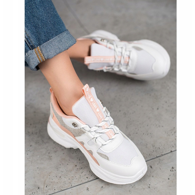 Weide Tênis de amor da moda branco rosa multicolorido 1