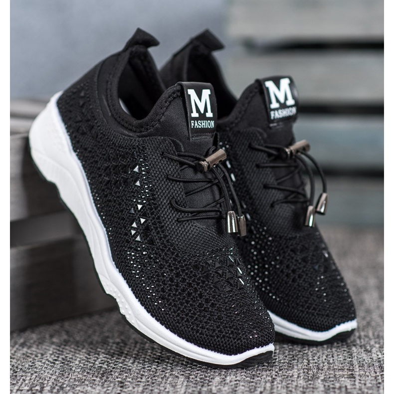 SUPER COOL Sapatos amarrados com cristais preto 2