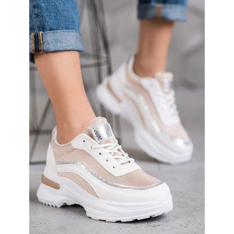 SHELOVET Calçados Esportivos da Moda branco castanho 1