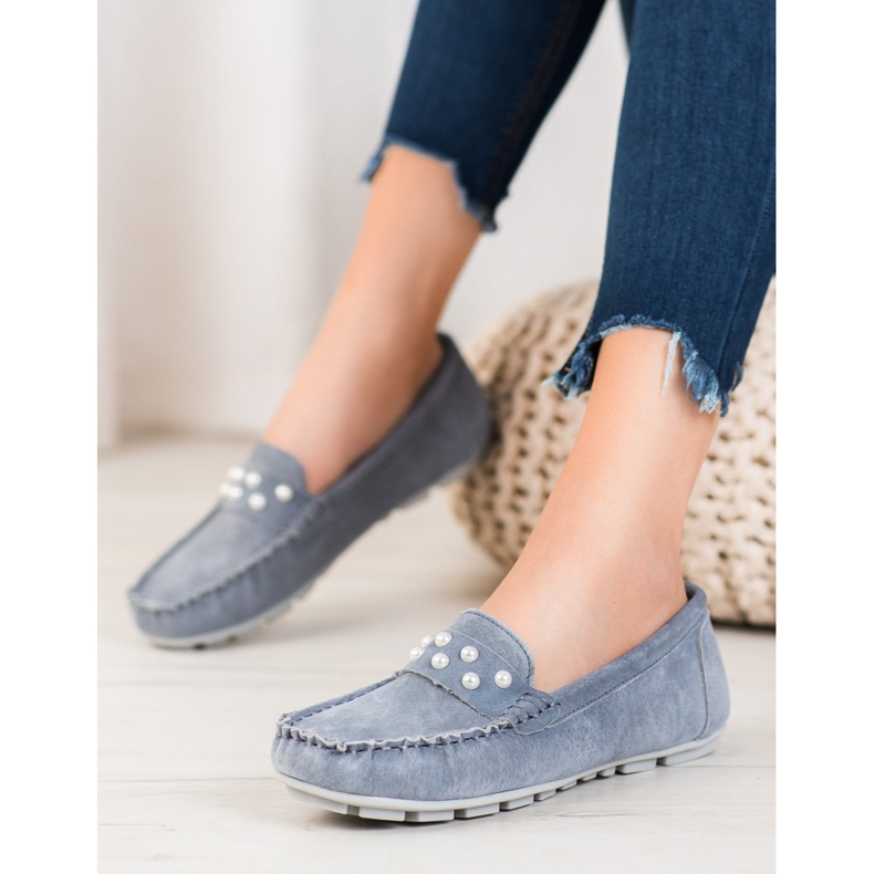 Filippo Mocassins De Couro Com Pérolas cinza 1