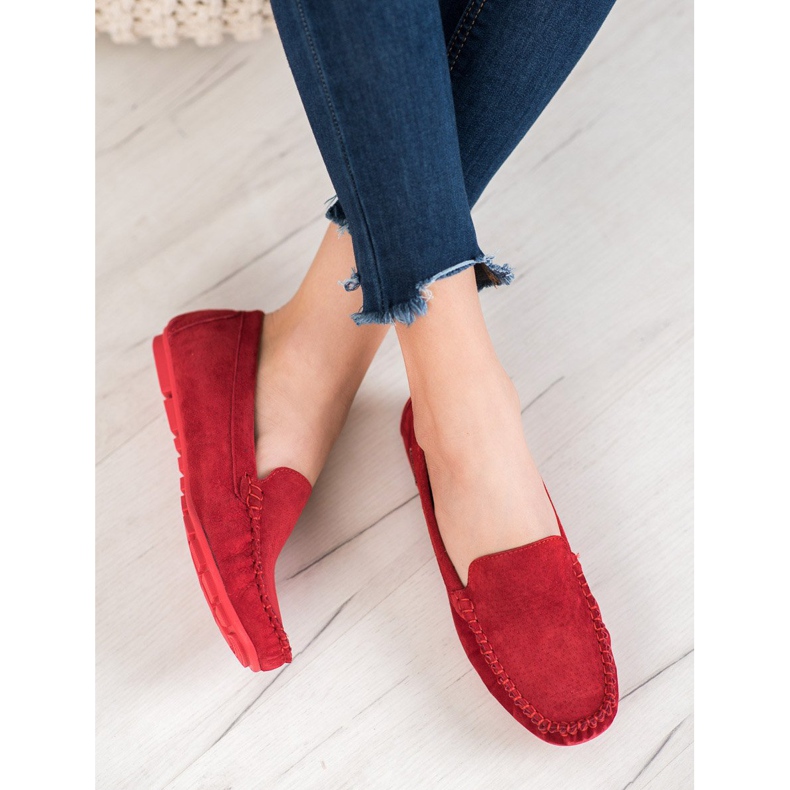Mocassins de couro VINCEZA clássicos vermelho 2