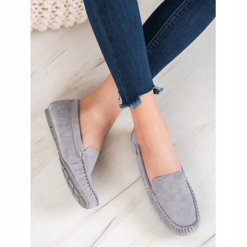 Moxinas clássicas de couro VINCEZA cinza 2