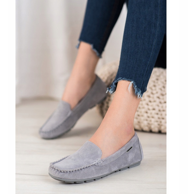 Moxinas clássicas de couro VINCEZA cinza 1