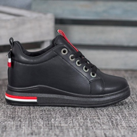 Weide Tênis com cunha oculta preto vermelho 1 Weide Tênis com cunha oculta preto vermelho 1