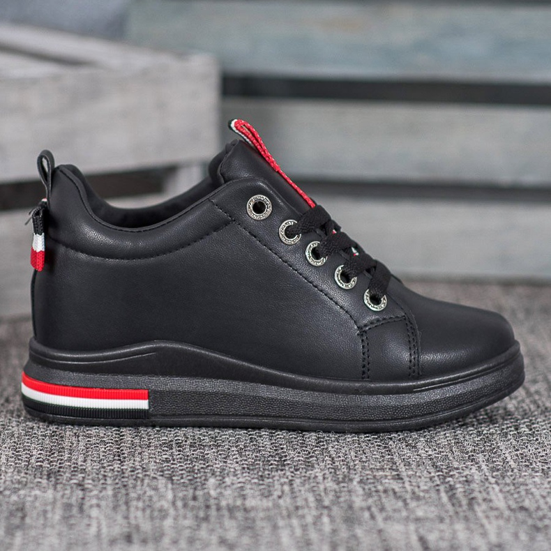 Weide Tênis com cunha oculta preto vermelho 1