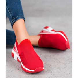 SHELOVET Openwork Slipony Fashion branco vermelho 1