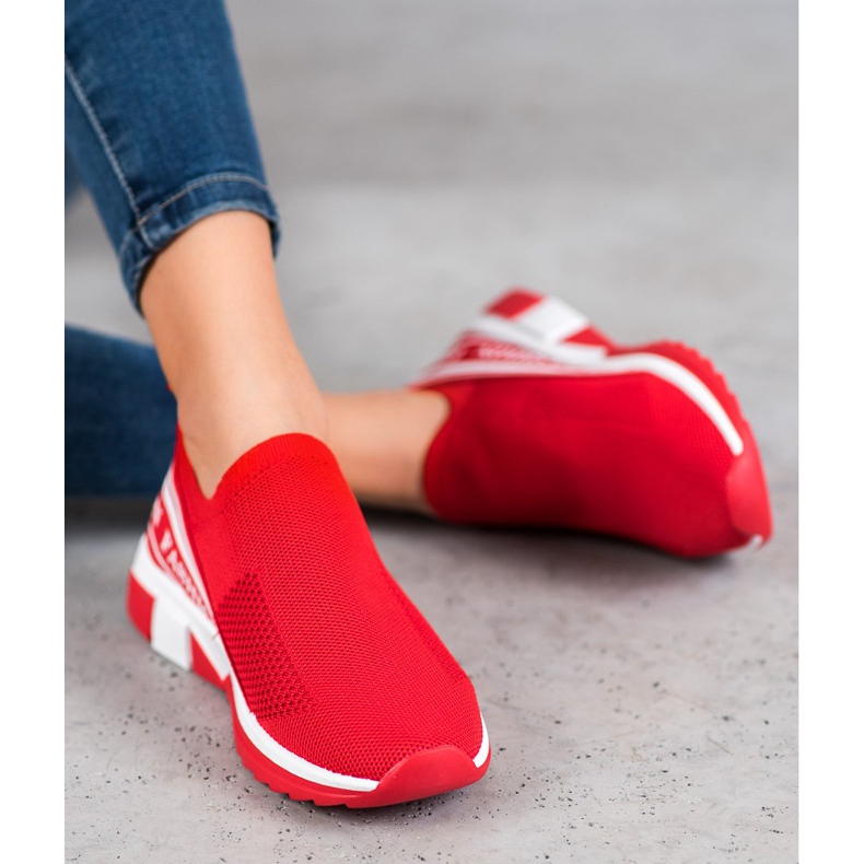 SHELOVET Openwork Slipony Fashion branco vermelho 1