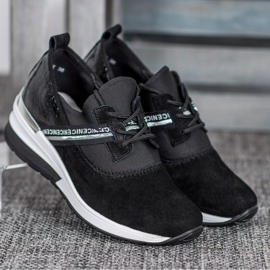 Filippo Tênis de couro legal preto 1