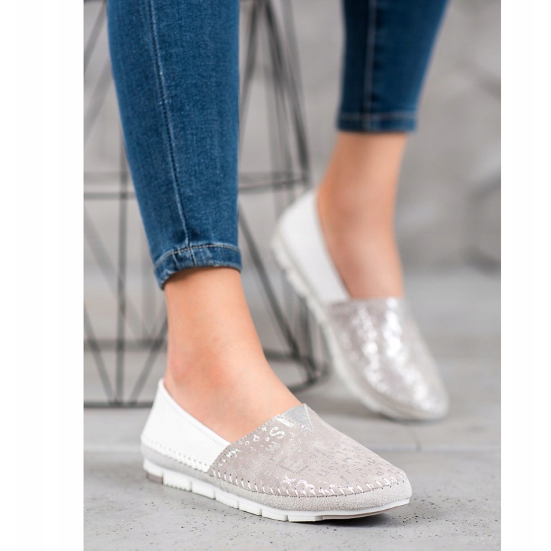 Filippo Sapatos de couro slip-on rosa cinza 2