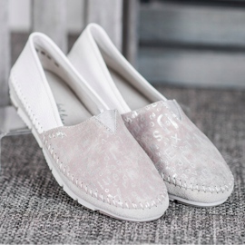 Filippo Sapatos de couro slip-on rosa cinza 1